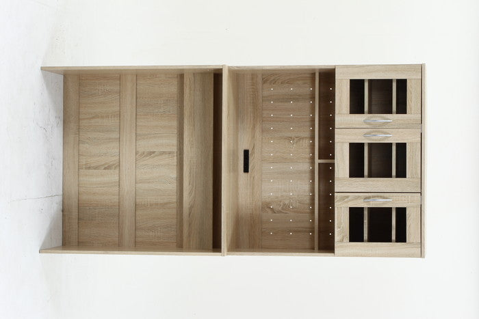 ゴミ箱上キャビネット 90幅 オーク FBC655 オｰク 幅885×奥行398×高さ1800mm fj-52291の画像