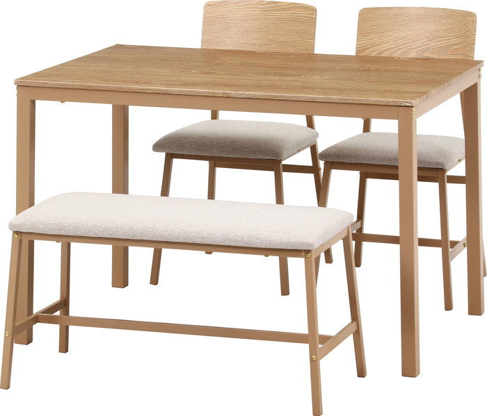 マリー ダイニング セット4点 ベージュカラー D01392-4 BE ベｰジュ 幅1100×奥行700×高さ720mm fj-52361の画像