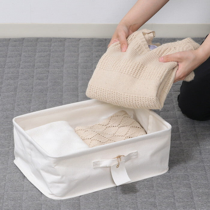 収納ボックス 魅せる 横ハーフ アイボリー 完成品 W370×D260×H130mm 0.195kg fj-52860の画像