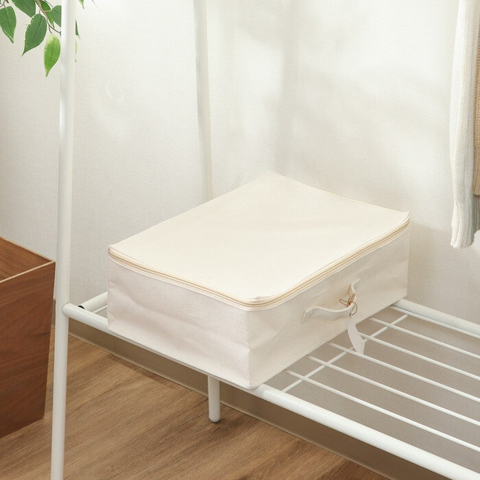 収納ボックス 魅せる 横ハーフ 蓋付 アイボリー 完成品 W370×D260×H130mm 0.185kg fj-52861の画像