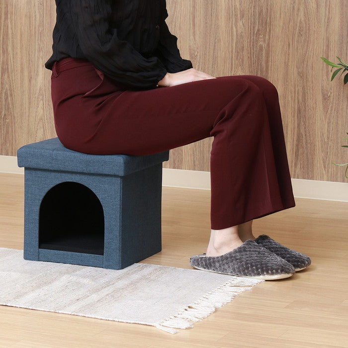 ペットハウス 犬小屋 スツール mini 30cm ネイビー 幅300×奥行300×高さ300 fj-53703の画像
