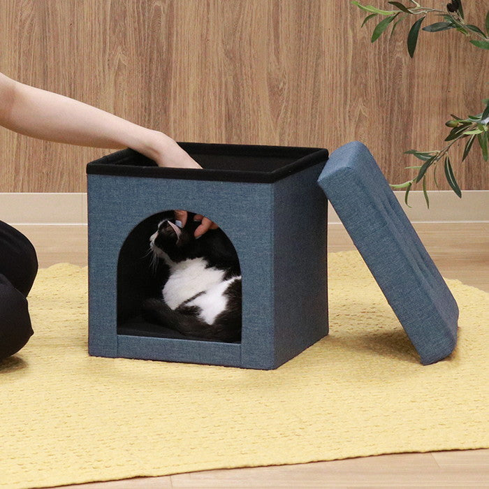 ペットハウス 犬小屋 スツール mini 30cm ネイビー 幅300×奥行300×高さ300 fj-53703の画像