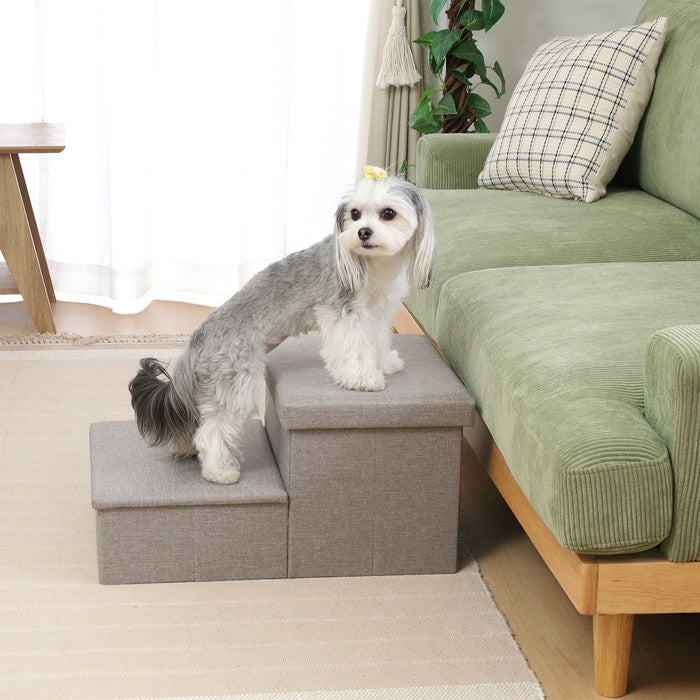 収納付きペットステップ ライトグレー ライトグレー 幅590×奥行400×高さ300mm fj-53722の画像