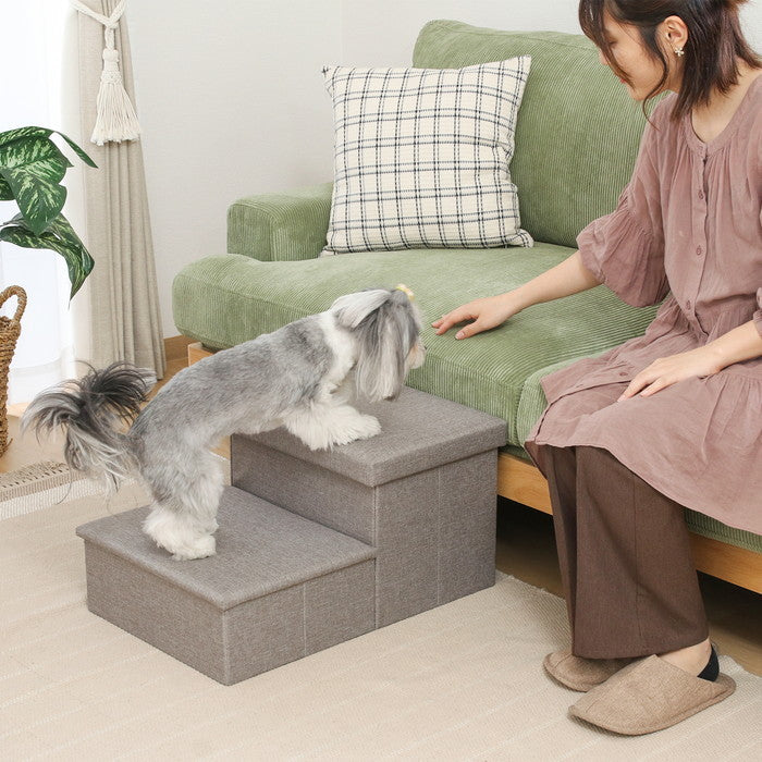 収納付きペットステップ ライトグレー ライトグレー 幅590×奥行400×高さ300mm fj-53722の画像