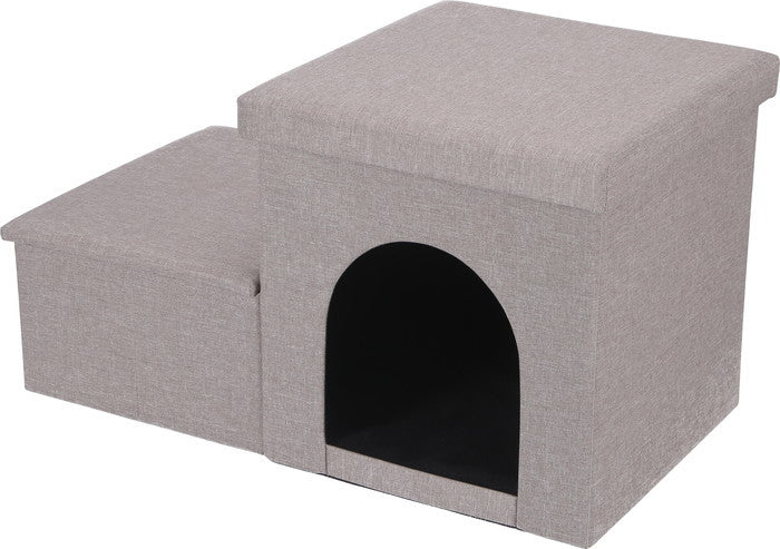 収納付きペットステップ＆ハウス ライトグレー ライトグレー 幅690×奥行390×高さ390mm fj-53724の画像