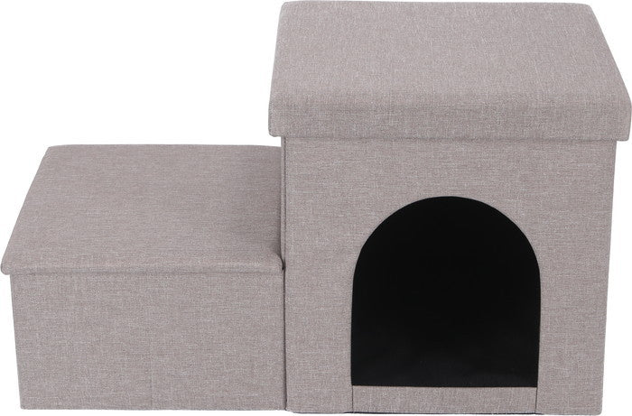 収納付きペットステップ＆ハウス ライトグレー ライトグレー 幅690×奥行390×高さ390mm fj-53724の画像