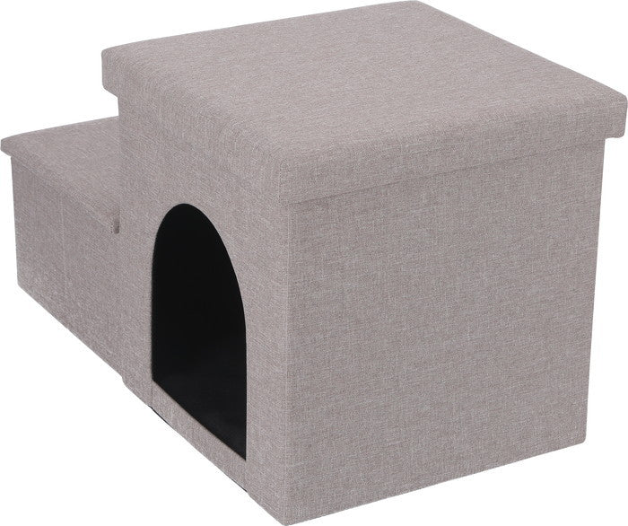 収納付きペットステップ＆ハウス ライトグレー ライトグレー 幅690×奥行390×高さ390mm fj-53724の画像