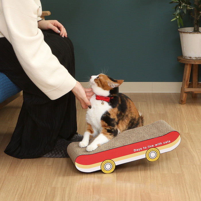 猫用 ネコ用 爪とぎ スケボー 68132 レッド 幅420×奥行190×高さ90 fj-54227の画像