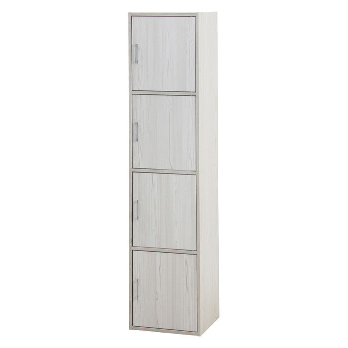 収納ボックス 扉付き 4段 ホワイトウォッシュ 組立品 W430×D410×H1800mm 22.5kg fj-54901の画像