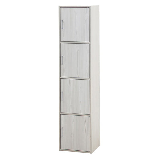 収納ボックス 扉付き 4段 ホワイトウォッシュ 組立品 W430×D410×H1800mm 22.5kg fj-54901の画像