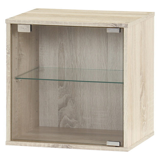 ボックス コレクション 前板ガラス オーク 組立品 W381×D285×H379mm 5.2kg fj-54908の画像