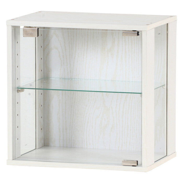 ボックス コレクション 前･側板ガラス オークWH オークホワイト 組立品 W381×D285×H379mm 5.4kg fj-54911の画像