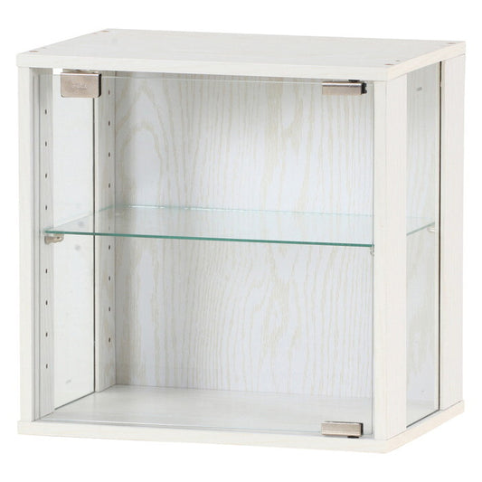 ボックス コレクション 前･側板ガラス オークWH オークホワイト 組立品 W381×D285×H379mm 5.4kg fj-54911の画像