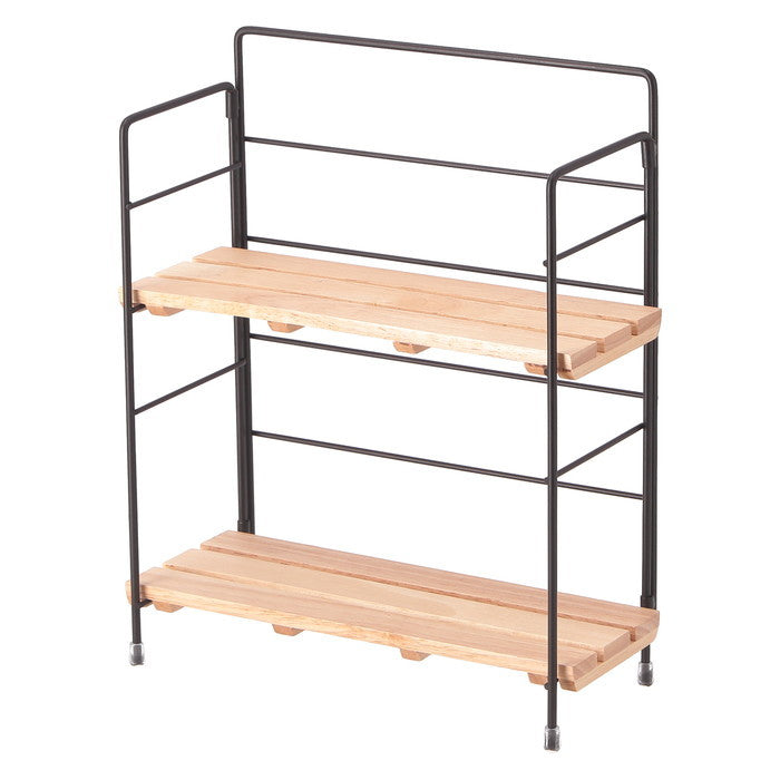 ウッド ミニ シェルフ BK ブラック 幅240×奥行105×高さ295 fj-55002の画像