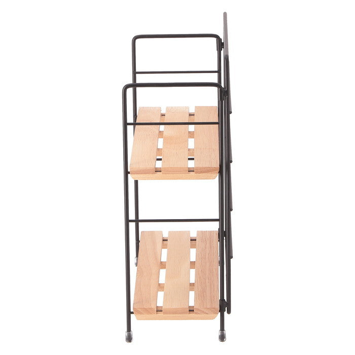 ウッド ミニ シェルフ BK ブラック 幅240×奥行105×高さ295 fj-55002の画像