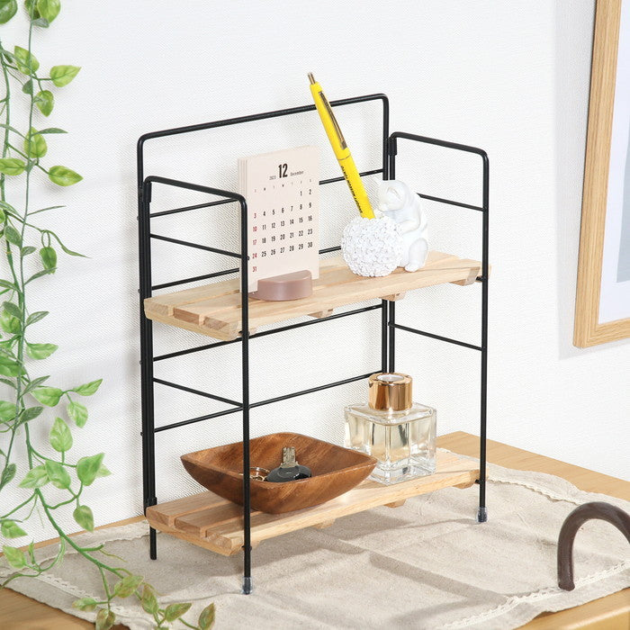 ウッド ミニ シェルフ BK ブラック 幅240×奥行105×高さ295 fj-55002の画像