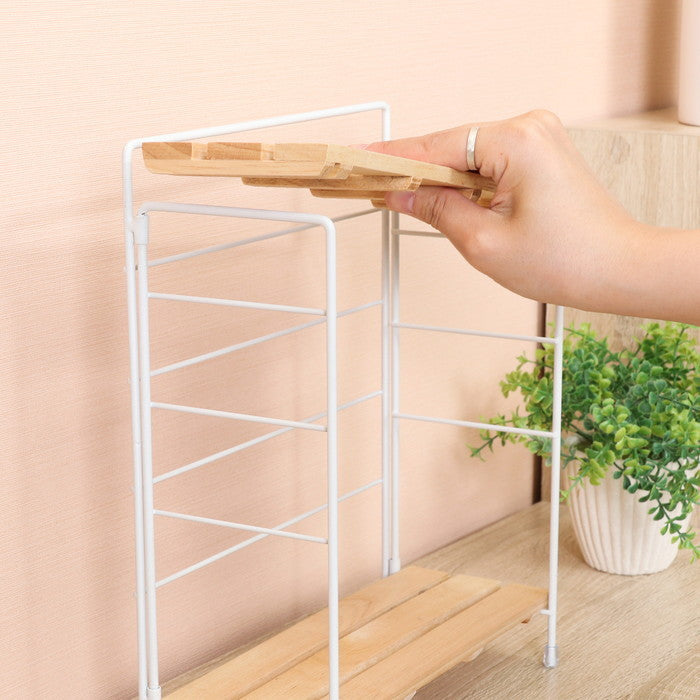 ウッド ミニ シェルフ WH ホワイト 幅240×奥行105×高さ295 fj-55003の画像