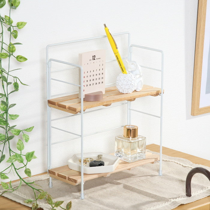 ウッド ミニ シェルフ WH ホワイト 幅240×奥行105×高さ295 fj-55003の画像