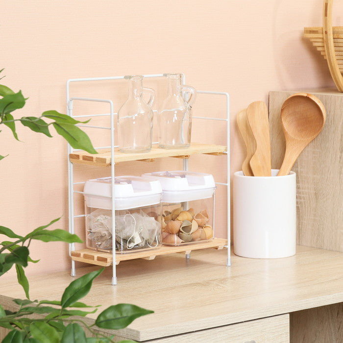 ウッド ミニ シェルフ WH ホワイト 幅240×奥行105×高さ295 fj-55003の画像