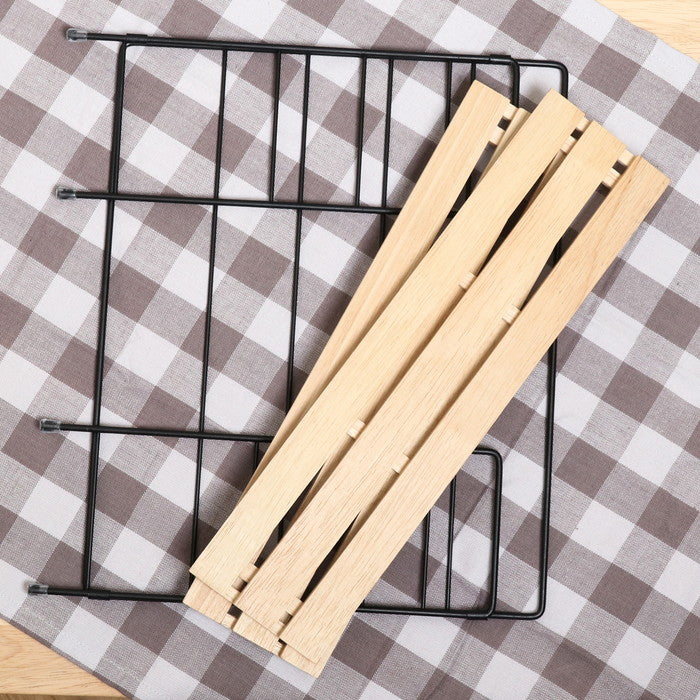 ウッド ミニ シェルフ ワイドBK ブラック 幅345×奥行105×高さ295 fj-55004の画像