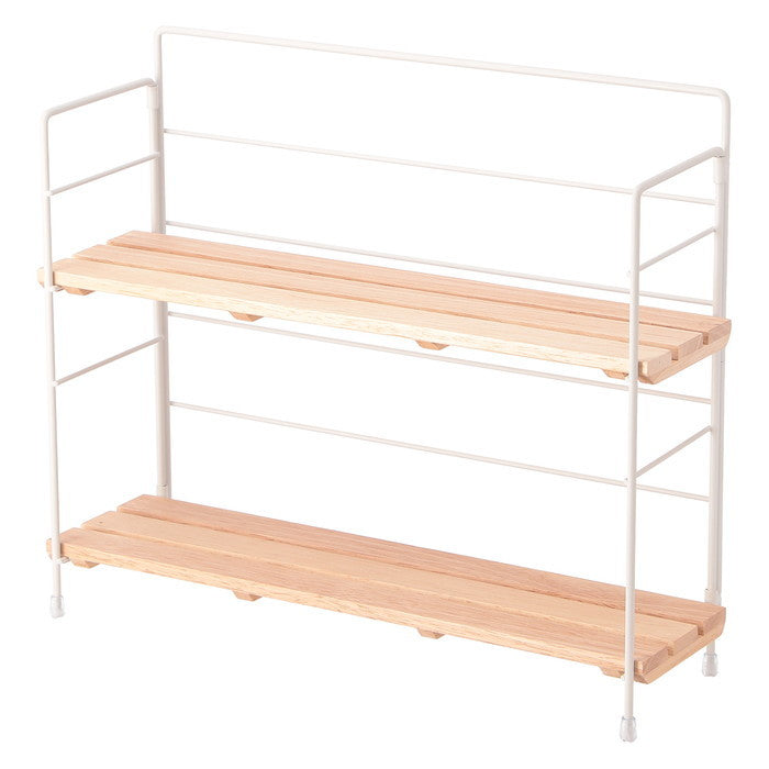 ウッド ミニ シェルフ ワイドWH ホワイト 幅345×奥行105×高さ295 fj-55005の画像