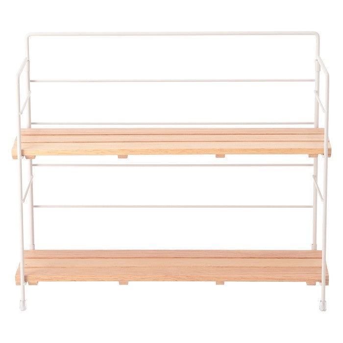 ウッド ミニ シェルフ ワイドWH ホワイト 幅345×奥行105×高さ295 fj-55005の画像