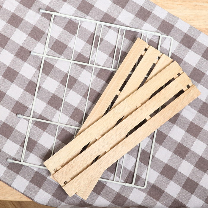 ウッド ミニ シェルフ ワイドWH ホワイト 幅345×奥行105×高さ295 fj-55005の画像