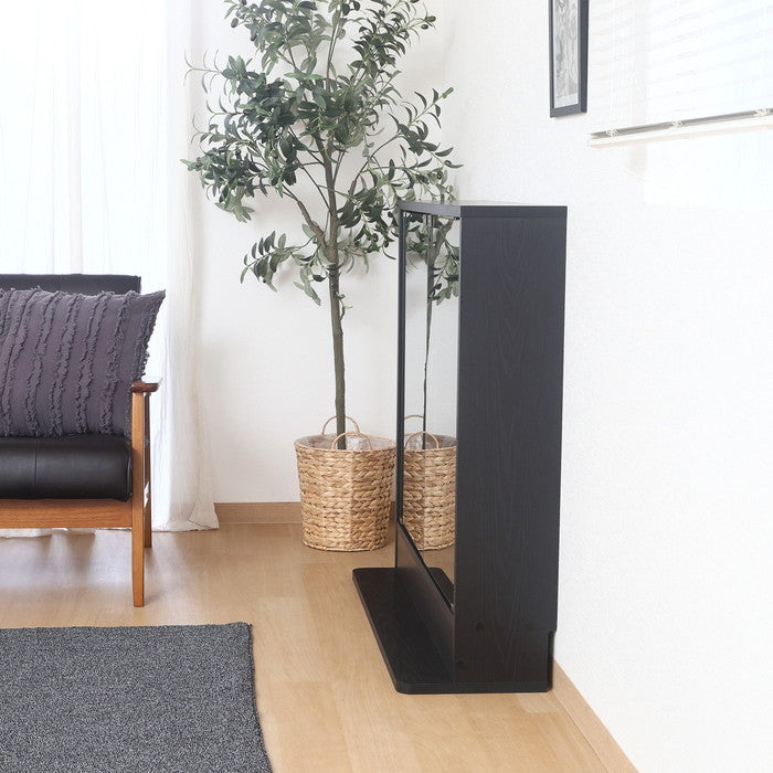 コレクション ラック TOR ロータイプ ミラー付き BK ブラック 幅900×奥行295×高さ900 fj-57083の画像