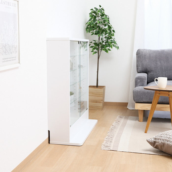 コレクション ラック TOR ロータイプ ミラー付き WH ホワイト 幅900×奥行295×高さ900 fj-57084の画像