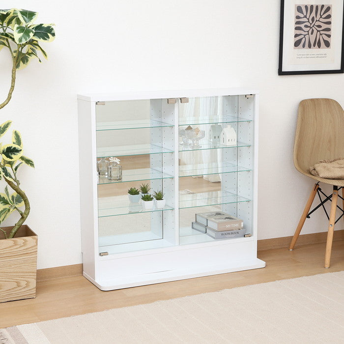 コレクション ラック TOR ロータイプ ミラー付き WH ホワイト 幅900×奥行295×高さ900 fj-57084の画像