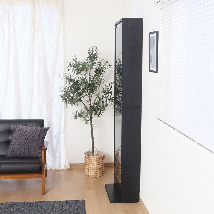 コレクション ラック TOR ハイタイプ ミラー付き BK ブラック 幅485×奥行295×高さ1800 fj-57087の画像