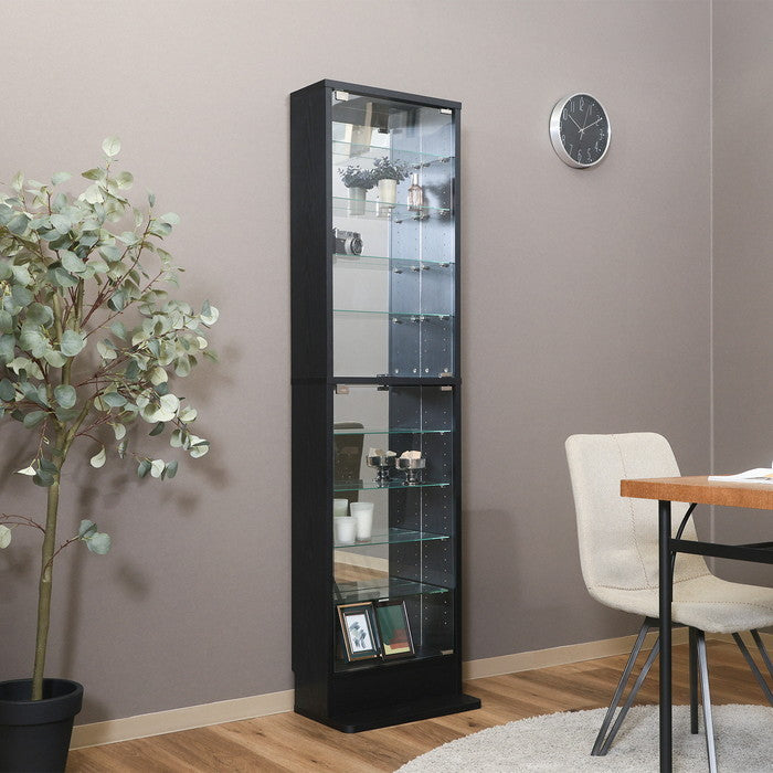 コレクション ラック TOR ハイタイプ ミラー付き BK ブラック 幅485×奥行295×高さ1800 fj-57087の画像