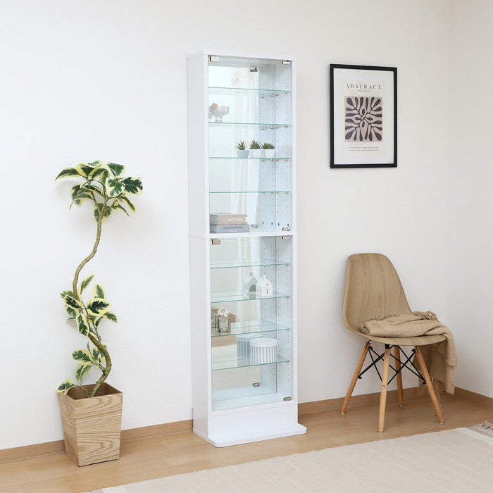 コレクション ラック TOR ハイタイプ ミラー付き WH ホワイト 幅485×奥行295×高さ1800 fj-57088の画像