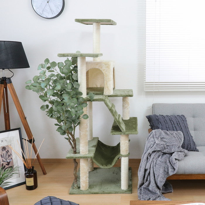 ねこの休ら木 レオ ZJS-165974-2GR グリｰン 幅650×奥行590×高さ1495mm fj-58204の画像