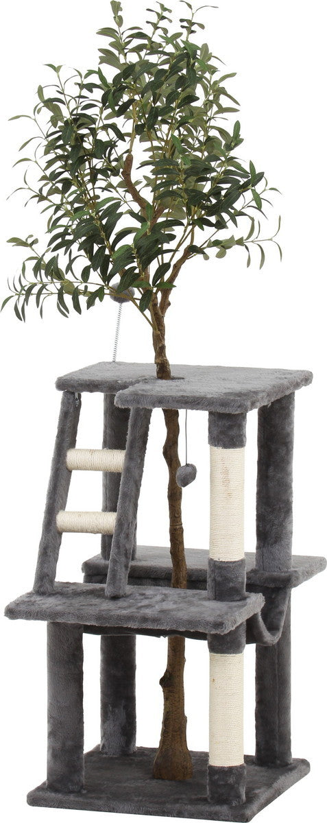 ねこの休ら木 マロン ZJS-16595-3GY グレｰ 幅715×奥行450×高さ1650mm fj-58205の画像