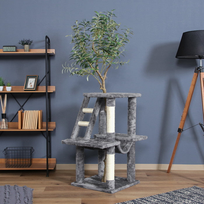 ねこの休ら木 マロン ZJS-16595-3GY グレｰ 幅715×奥行450×高さ1650mm fj-58205の画像