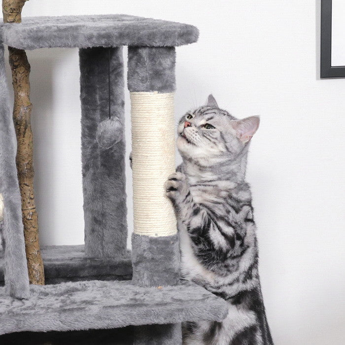 ねこの休ら木 マロン ZJS-16595-3GY グレｰ 幅715×奥行450×高さ1650mm fj-58205の画像