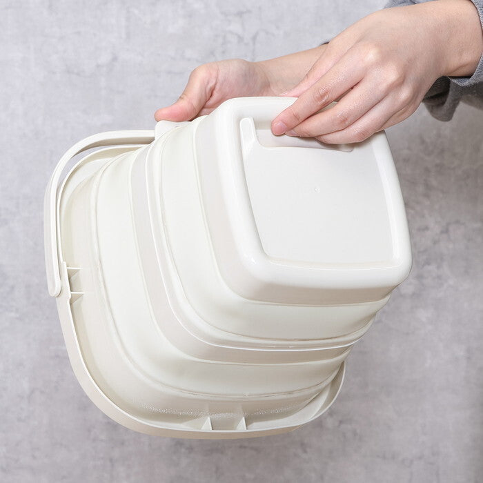 折りたたみバケツ 5L アイボリー 完成品 W252×D260×H200mm 0.398kg fj-60682の画像