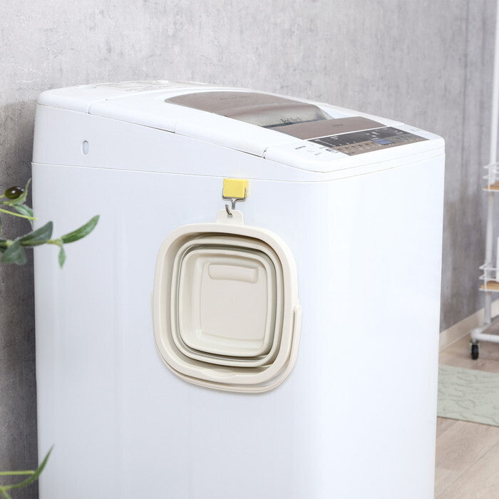 折りたたみバケツ 5L アイボリー 完成品 W252×D260×H200mm 0.398kg fj-60682の画像