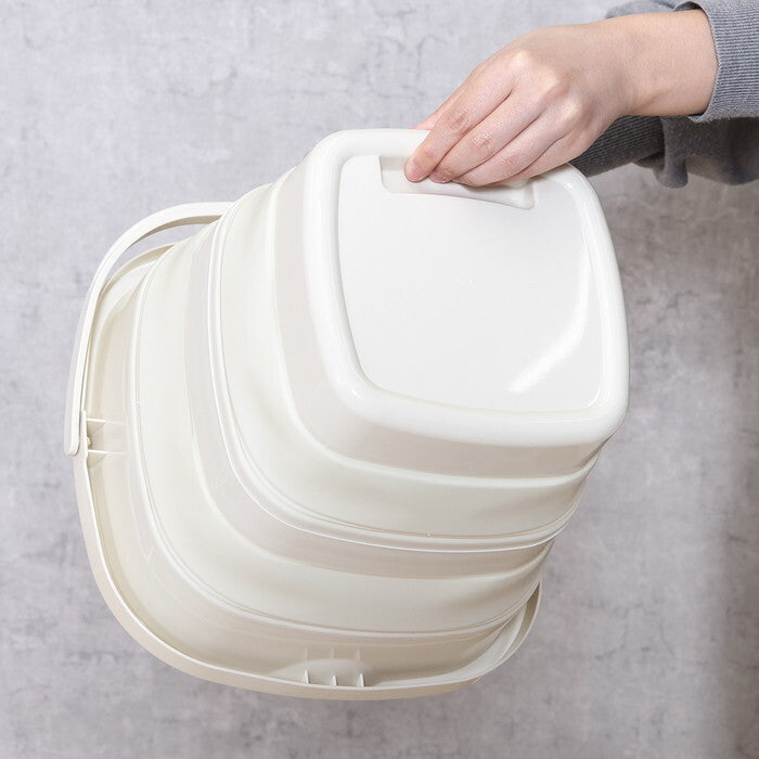 折りたたみバケツ 10L アイボリー 完成品 W305×D315×H247mm 0.604kg fj-60684の画像