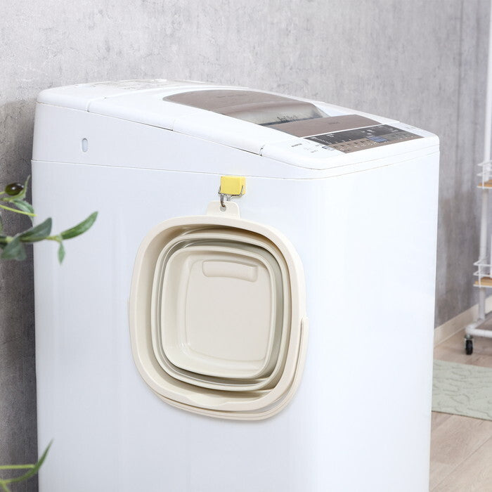 折りたたみバケツ 10L アイボリー 完成品 W305×D315×H247mm 0.604kg fj-60684の画像