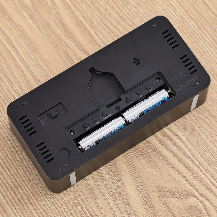 置時計 電波デジタル ラージBK ブラック 完成品 W187×D50×H91mm 0.277kg fj-60693の画像