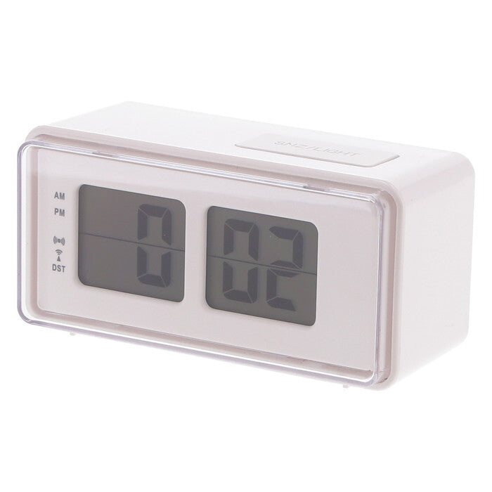 置時計 電波デジタル レトロポップWH ホワイト 完成品 W127×D58×H63mm 0.175kg fj-60694の画像