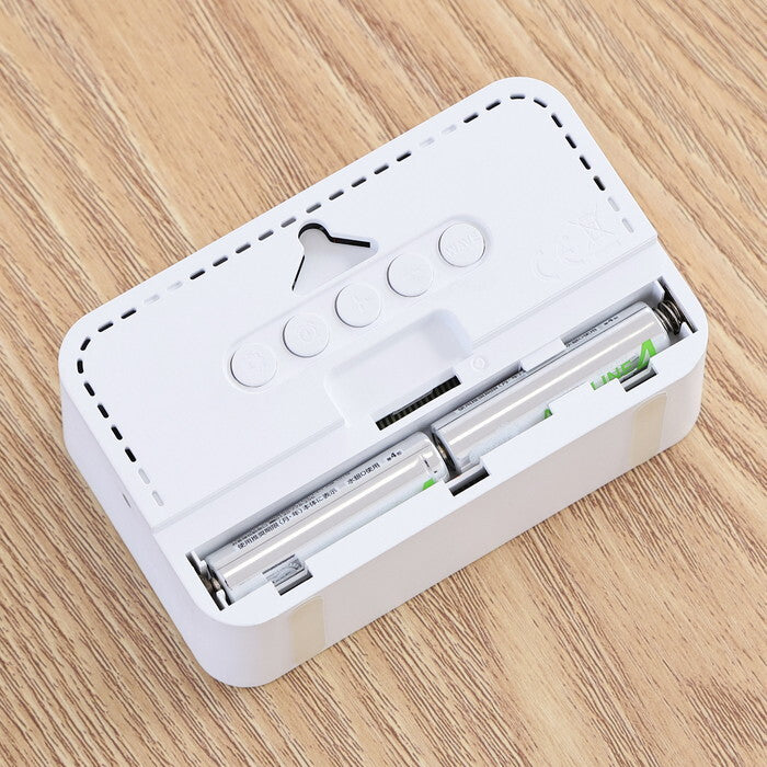 置時計 電波デジタル WH ホワイト 完成品 W101×D42×H63mm 0.117kg fj-60696の画像