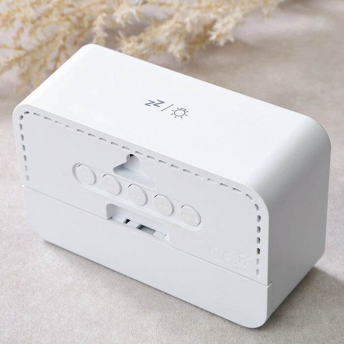 置時計 電波デジタル WH ホワイト 完成品 W101×D42×H63mm 0.117kg fj-60696の画像