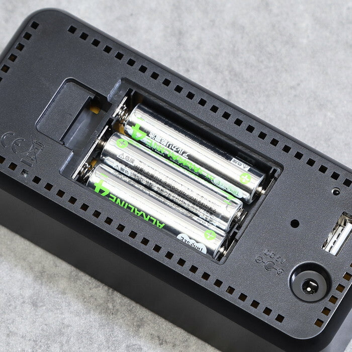 置時計 LEDデジタル BK ブラック 完成品 W130×D36×H60mm 0.097kg fj-60697の画像