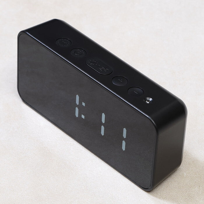 置時計 LEDデジタル BK ブラック 完成品 W130×D36×H60mm 0.097kg fj-60697の画像