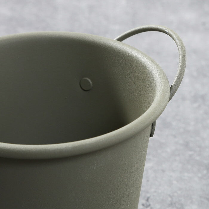 ラウンドバケツ スチール S KH カーキ 完成品 W140×D115×H120mm 0.12kg fj-61433の画像