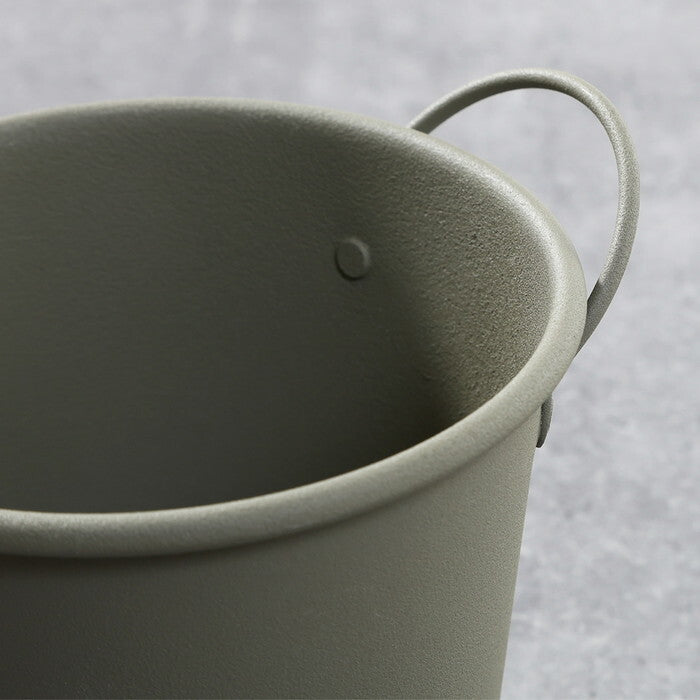 ラウンドバケツ スチール M KH カーキ 完成品 W165×D133×H140mm 0.15kg fj-61435の画像