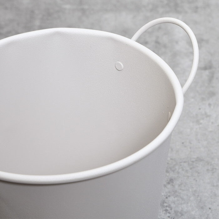 ラウンドバケツ スチール L IV アイボリー 完成品 W210×D168×H180mm 0.24kg fj-61436の画像